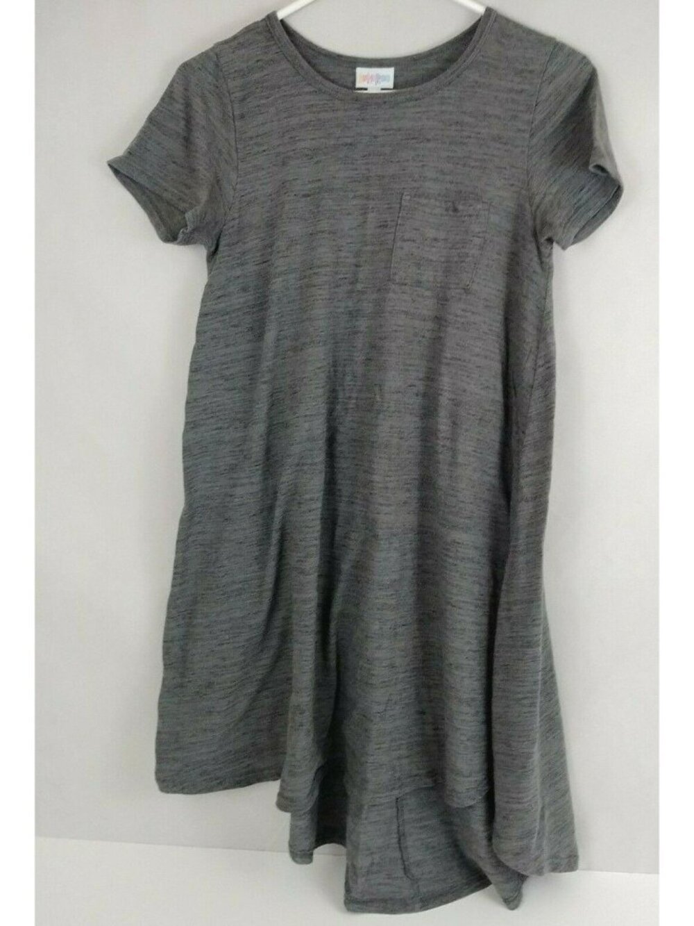LuLaRoe Womens Solid Gray Oversized With One Pocket Cap Sleeve Dress Size XXS